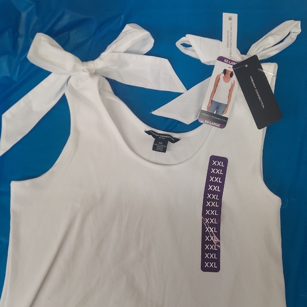White Sleeveless Top with Bow Straps